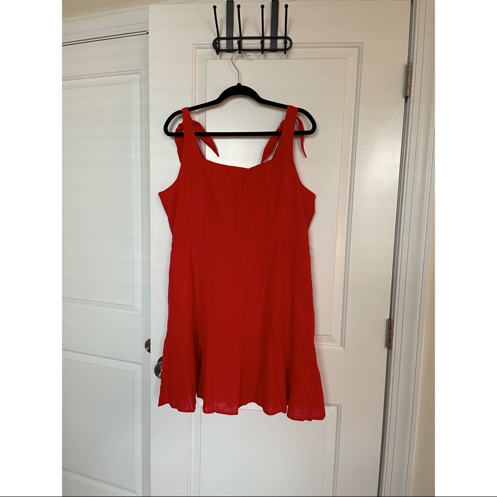American eagle red tie shoulder square neck dress size XL tags on